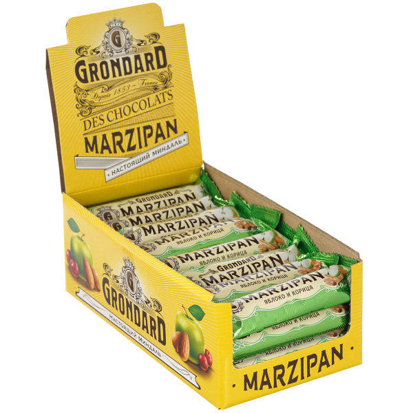№1 TM Grondard     (9388) Батончики глазированные Марципановые Яблоко-Корица, (24шт по 50г)     в Чайковском