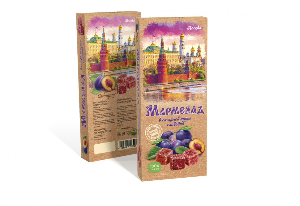  Сладарт Мармелад Сливовый МОСКВА в сахарной пудре (642), 200г   в Чайковском